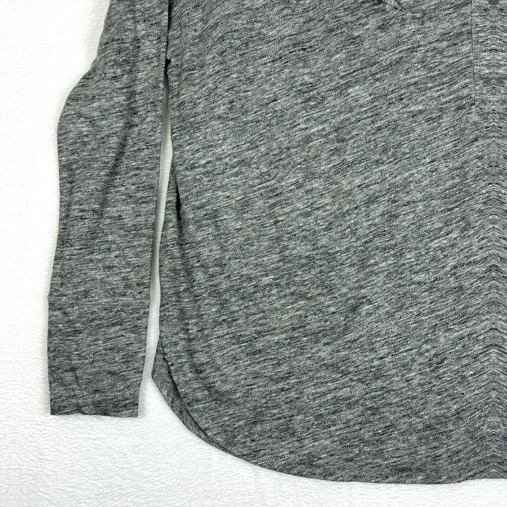 Banana Republic V Neck Linen Pullover Top Womens Large Grey Long Sleeve Pocket - Picture 4 of 12